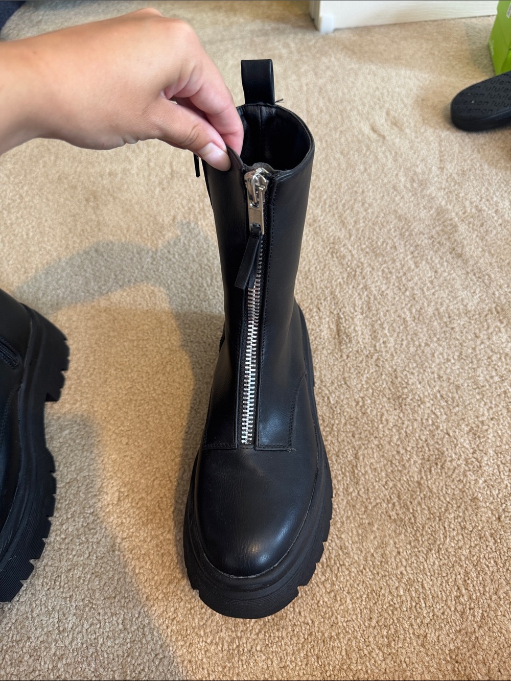 Primark Black Chunky Lug-Zip Combat Boots
